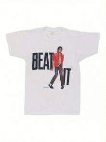 Men's Retro T-Shirt With Beat It Album Cover Graphic – This White, Casual Crew-Neck T-Shirt Features The Iconic Pose And T - 白色 - 查看 8