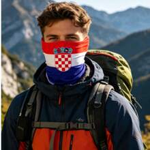 Fan Gear: Multifunctional Elastic Cycling Face Mask With Sun Protection, Milk Silk, And Magic Headscarf - Croatia (24*48cm) - View 4