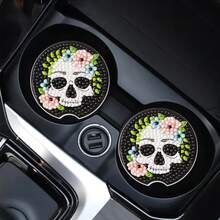 2pcs DIY Diamond Painting Car Cup Coasters, 2.8 Inch Anti-Slip Coasters, Universal Car Interior Decor, Shiny Feminine Style, Multipurpose For Car, Home And Office Desk - View 18