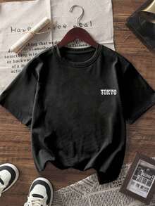 Camisetas de manga corta para mujer, 100% algodón, camiseta casual de manga corta con cuello redondo, estampado de coche de carreras de Tokio y "Tokyo Underground", top negro suave, transpirable y de corte holgado, estilo urbano JDM para uso diario de damas. - Negro - Ver 3