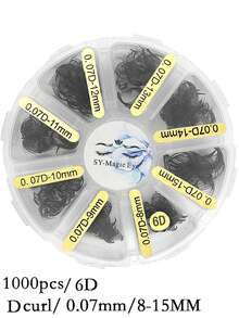 Một hộp 1000 chiếc lông mi giả hình quạt, chân nhọn, độ dày 4D/5D/6D/7D/8D/10D/12D, độ dày 0.07mm, chiều dài 8-15mm/8-15mm hỗn hợp, độ cong C/D, mềm mại và tự nhiên, dễ mang theo, lông mi giả được gắn thủ công, thích hợp cho tiệc tùng và du lịch. - Xem 131
