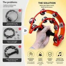 Adult Plastic Percussion Tambourine, Double Row Handheld Tambourine, Musical Instrument Tambourine, Rhythm Instrument, Handheld Percussion Drum, Suitable For Parties, Tambourine Tassels, Adult Musical Instrument, Percussion Tambourine, Tambourine, White Drum - Multicolor - View 6