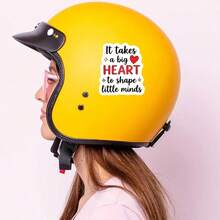 (1PC) 3 Inch Waterproof Removable PVC Vinyl Sticker Decal - "It Takes A Big Heart To Shape Little Minds" Inspirational Quote With Red Heart And Sparkle Accents, Cute Minimalist Aesthetic For Laptop, Phone Case, Water Bottle, Notebook, Skateboard, Helmet - Y2K Teacher Appreciation Sticker For Gen Z Women, Self-Care, Positive Mindset, Back To School, Cozy Home Office Gift - View 5