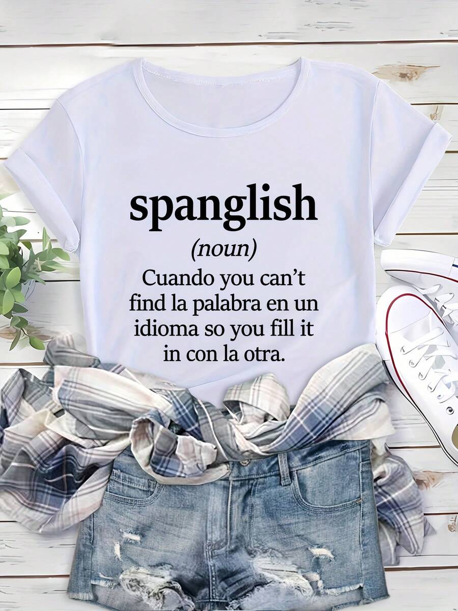 Camiseta de algodón de manga corta para mujer, estilo holgado, informal, de verano. - Blanco - Ver 1