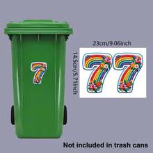 2 Sets Rainbow Floral Digital Trash Can Stickers, Removable Self-Adhesive Waterproof PVC Decals, Suitable For Car License Plates, House Numbers And Country Style Home Decor - Trash Can Stickers - View 19