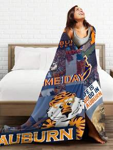 Auburn Merch Tigers Throw Blanket Warm Blankets Breathable Air Conditioner Blanket For Car Classic Outdoor Blankets For Picnic For All Season - 黑色 - 查看 4