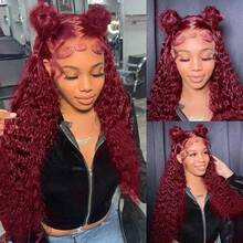 360 Burgundy Wig Human Hair Deep Wave Hidden Strap 360 Lace Front Wigs Human Hair 250% Density Invisible Strap Pre Plucked Glueless Human Hair Wig 13x6 99J Burgundy Curly Wig Human Hair For Women 13x4 Brazilian Wine Red Colored Lace Frontal Wig - S99J - 查看 9