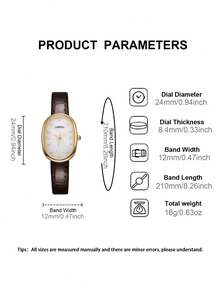 LIANDU LIANDU Women's Retro Fashion Quartz Watch, Oval Case With PU Leather Strap, Delicate Small Dial, Suitable For Daily Wear, Birthday Gift, Back To School, Thanksgiving, Couples, Perfect Gift - Brown - View 7