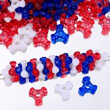 300/600顆 10mm 愛國紅白藍三葉草壓克力隔珠，適用於7月4日 - DIY珠寶、派對裝飾、花環和手工藝用品；經典美國風格；非常適合手鍊、項鍊、剪貼簿和節日家居裝飾 - 藍白紅 - 查看 4