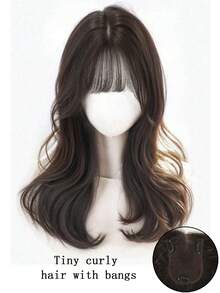 Peluca de malla de encaje de 16 pulgadas con flequillo, aumenta el área de cobertura para ocultar el cabello gris, corona alta y esponjosa, pieza de reemplazo sin costuras, pieza superior y pieza superior, peluca sin flequillo - Multicolor - Ver 22