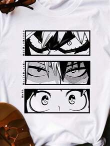 Nueva camiseta de manga corta 2026Super Happy Summer Japanese Anime My Hero Academias Graphic Print T Shirt Fashion Casual Crew Neck Short Sleeve Plus Size T Shirt Women Graphic Tees Men,Camiseta con estampado de anime japonés, regalo de San Valentín, estampado estilo K, estampado de cantante masculino joven, camiseta gráfica para mujer,Camiseta de moda para hombre - Blanco - Ver 1