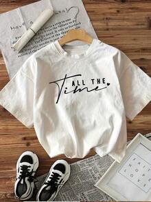 Blusas>Bonito  Camiseta de manga corta con estampado de doble cara "Easy Style" con el texto "GOD Is Good" que expresa un sentimiento religioso 100% Cotton Blusas Para Mujer Casual - [Blanco] - Ver 3