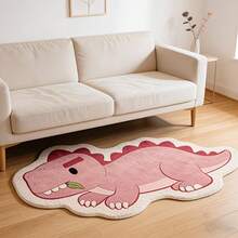 1pc Adorable Pink Dopamine Dinosaur Rug, Asymmetrical Dinosaur Decor Floor Mat, Suitable For Decorative Carpet, Bedroom Decor, Small Rug, Carpet, Home Decor, Living Room Carpet, Living Room Small Rug, Bedroom Rug, Living Room Home Decor, Outdoor Rug, Washable Carpet - Pink - View 7