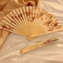 中式摺扇，古風夏季漢服女式旗袍舞扇，便攜照片印花波希米亞風扇 - 彩色 - 查看 4