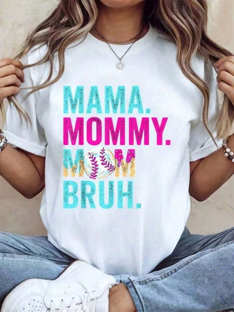 Camiseta Gráfica de Béisbol para Mujer - Manga Corta Casual con Cuello Redondo, Top de Verano y Primavera con Diseño de Béisbol y Estilo Drip, Ropa para Mamá Béisbolera | Camisetas Divertidas con Estampados | Confección de punto, Camiseta estilo béisbol, Ropa de mujer a la moda, Camisetas, Ropa, Top blanco, Camiseta con estampado, Adecuada para gimnasio, entrenamientos, uso diario informal y estilo urbano. - Blanco - Ver 1
