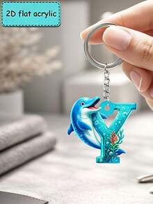 2D Flat Acrylic Keychain, Dolphin Letter Keychain, Novelty Keychain, 26 Letters, Dolphin, Marine Life, Keychain Accessories, Fashion Accessories, Suitable For Various Occasions Matching Keychain - Dolphin - View 37