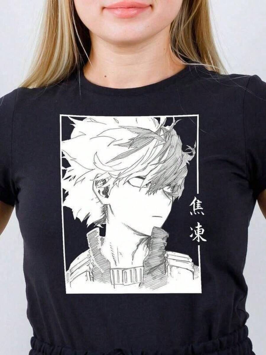 Camiseta casual de mujer de nueva tendenciaM-Y H-Ero A-Cademia Anime Shirt For Adults & Kids, Unisex Casual Black Graphic Tees, Camisas Para Hombre Summer Clothes, Streetwear Y2k, Casual Short Sleeve Round Neck Top Shoto Todoroki Risng, Unisex Mha Shirt, Manga Panels, Shirt, Boku No Hero Academia Shirt, Izuku Midoriya Family Matching Outfits Suitable For Outdoor Casual Wear In Summer Teen Girl Tops, Teen Shirts, Free Shipping, Family Matching Outfit Adult And Children's Sizes,Camisetas populares de para uso diario,camisetas de apoyo para el Mundial,Camisetas del Mundial 2026,Camisetas estampadas,Camisetas estampadas,disfraces de Pascua,Camisetas de dibujos animados/anime - Negro - Ver 1