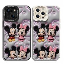Disney Mickey & Minnie Mouse Phone Case, Pink Heart Protective Cover. Compatible With IPhone 17, 16, 15, 14, 13, 12, 11 Pro Series And Galaxy S22, S23, S24, S25 Models, Featuring Plush-Style Mickey And Minnie Against A Grid Of Pink Hearts, Perfect For Romantic Disney Fans, Ideal For Birthdays, Holidays, Anniversaries, Graduation Gifts, Or Any Special Occasion To Surprise Family, Friends, Classmates, And Loved Ones. - 黑色 - 查看 6