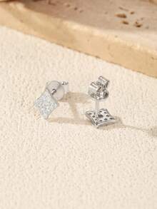 Khuyên tai đính đá Moissanite hình thoi lấp lánh MODIAN bằng bạc sterling 925, kiểu dáng xếp chồng, dành cho nữ, thích hợp đeo hàng ngày hoặc làm việc văn phòng. - Bạc - Xem 6