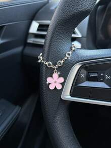 Lindo colgante de flor para auto, decoración de flor de cinco pétalos de metal, adorno colgante para espejo retrovisor, accesorio de estilo Ins para el interior del automóvil - A - Ver 6