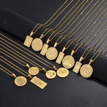 1件泰米尔语“唵”字印度教符号吊坠项链，不锈钢材质，印度宗教女神饰品 - 彩色 - 查看 3