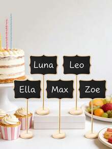 6pcs Desktop Chalkboard Labels - Vintage-Style Erasable Mini Chalkboards With Stands. Ideal Decorative Tags For Holiday Parties, Home Bars, Cakes, And Floral Arrangements. Perfect For Use At Birthday Parties, Graduation Parties, Themed Events, Anniversaries, Wedding Ceremonies, Housewarming Parties, Bridal Showers, And More. - Multicolor - View 6