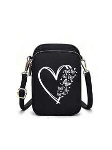 Colorful Gradient Butterfly Heart Pattern Crossbody Bag, Compact Oxford Fabric Multi-Pocket Shoulder Bag And Phone Bag With Gold Zipper, Adjustable Shoulder Strap, Coin Storage And Earphone Hole - Perfect For Daily Commute And Casual Outings, Summer Beach Travel, Delicate Texture - Multicolor - View 14