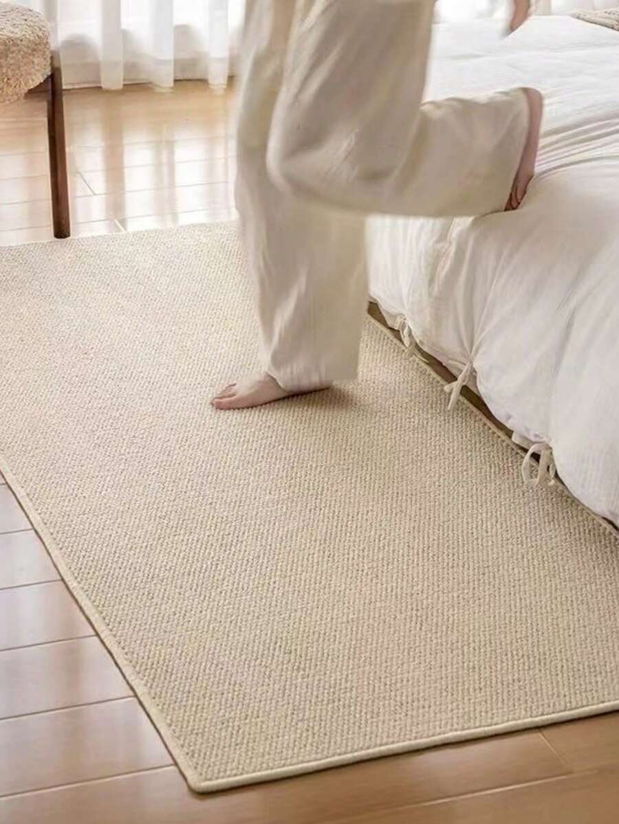 1pc Solid Color Faux Linen Pineapple Ring Rug, Room Decor, Home Supplies, Door Mat, Living Room Carpet, Kitchen Mat, Home Decoration, Bedroom Decor, Bathroom Decor, Easy To Clean