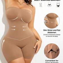 Plus Size Women Shapewear Sleeveless Jumpsuit, Tummy Control Casual - Albaricoque - Ver 1