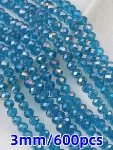 600Pcs 3mm AB Color Faceted Crystal Glass Beads, Rondelle Loose Spacer Beads For Jewelry Making DIY Crafts Wind Chimes Suncatchers Bracelets Necklaces - Multicolor - View 11