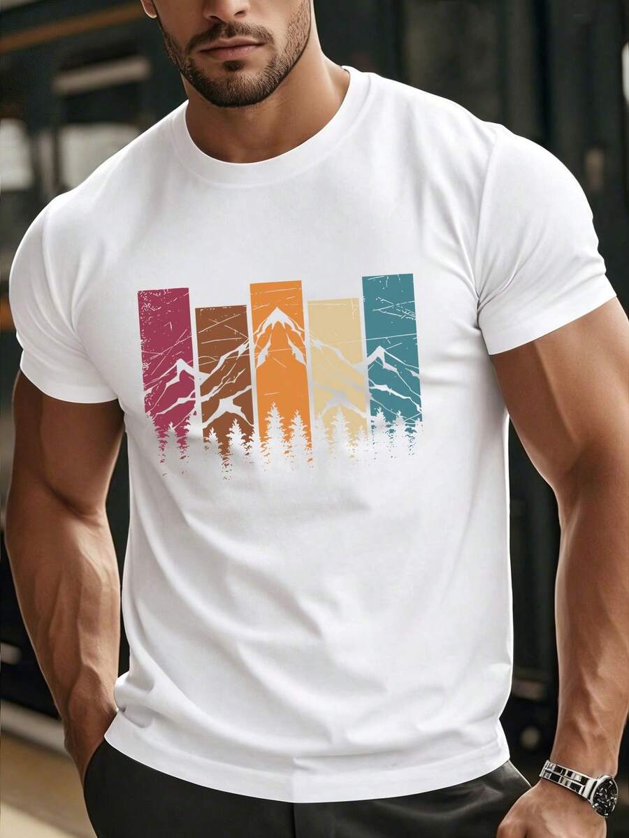 Camiseta unisex de manga corta, estilo retroEstiloHombresManga cortaCamisetaCon características destacadasMontañaYÁrbolPatrones,PerfectoparaInformalDiarioDesgasteYPlayeras para ir al trabajohombre, , , Dazymujer,romwehombres, bohochic,maestrasregalos,camisetaparaconjuntos de mujercon curvasparamu,y2k, - Blanco - Ver 1