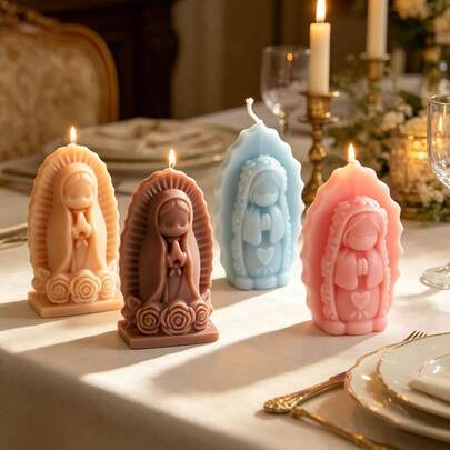 3D Virgin Mary Silicone Candle Mold Prayer Virgin Statue Scented Plaster Soap Resin Mold DIY Catholic Religious Craft Home Decor