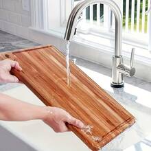 Wooden Cutting Board With Juice Groove, Durable Chopping Board For Meat, Vegetables, Fruits, Ideal Kitchen Gift, Kitchen Tool, Butcher's Steak Prep Board - Brown - View 9