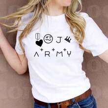 Camiseta de algodón con tatuaje del ejército de Junook, atuendo de fan de Jeon Junook, camiseta de Junook, camiseta de , regalo para fan de  |     Diseño exquisito |     Suelto y cómodo | - Blanco - Ver 1