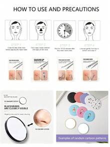 Blackhead Remover Tool Kit With 5x Magnifying Mirror, Stainless Steel Pimple Popper Tool, With Activated Charcoal Nose Strips, Professional Acne Extractor Set (Random Cartoon Mirror) - Silver - View 11
