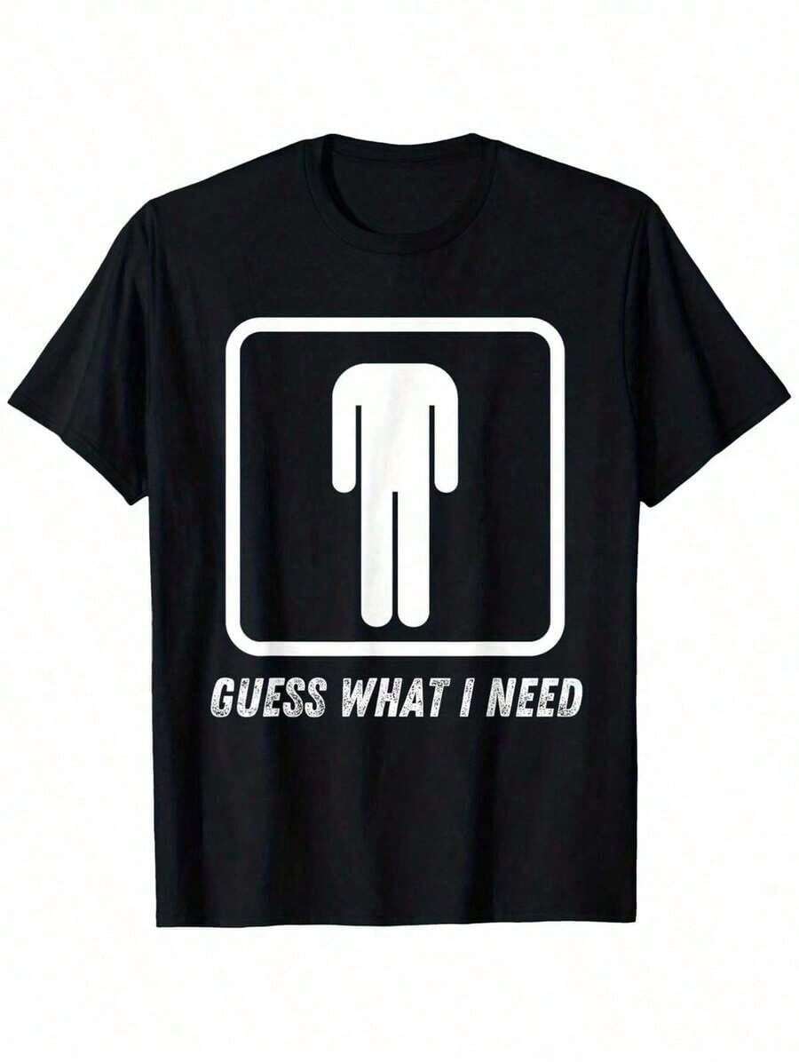 What I Need Cotton Graphic T-Shirt - Unisex Casual Crew Neck Short Sleeve, Soft And Breathable 100% Cotton, Loose Fit, S-XXXL, Black With White Print, Perfect For Casual Wear Y4L8 - 黑色 - 查看 1