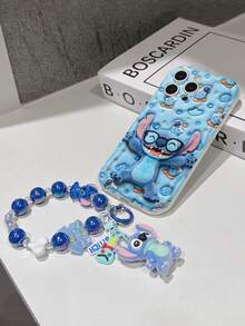 Disney Has Authorized, Phone Case - Chain Set, The Stitch Lilo & Stitch 3D Phone Case Plus A Silicone 3D Stitch Bracelet With Metallic Ring Removable Bracelet, Stitch And Angel Pattern, Compatible With Iphone17/16/15/14/13/12/11/XS/XR/X Plus Pro Max, A Stylish Cartoon Phone Case, The Perfect Gift Choice, Phone Protection, Durable Phone Cover, Great Gift For Friends And Family. - 白色 - 查看 5