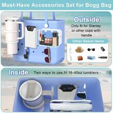 3 Packs Bogg Beach Tote Bag With 2 Pack Insert Hooks Accessories Bogg Bags Travel Makeup Clean Toiletry Brush Organizer Cosmetic Divider Storage Inner Pouch - 白色手機杯架套裝 - 查看 3