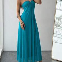 New Romantic V-Neck Strapless Plunging Neckline Maxi Flowy Dress, Macaron Blue-Green, A-Line Silhouette, Flattering Sexy Party Clubwear ,Tea Break, Perfect For Everyday Wear. It's Also Suitable For Work, Back-To-School, Afternoon Tea, Summer Music Festivals, Western Style, Nomadic Style, Birthday Parties, Graduation Ceremonies, Preppy Style, School Uniforms, Casual Wear, Vacations, Cruise Trips, Beaches, Sunbathing, Streetwear, Wedding Guests, Bohemian Style, Commuting, Brunch, And Airpor - Rosa - Ver 10
