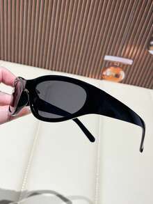 1 Pair Fashionable Y2K Black Fashion Glasses, Suitable For Beach And Travel, Retro Square Frame Sports Glasses, Suitable For Outfits And Back To School Season - Black - View 3