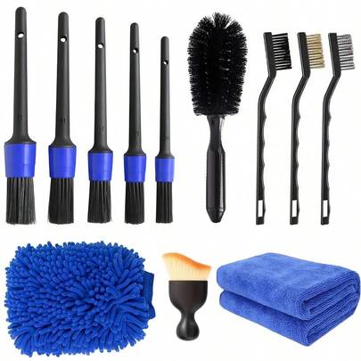 12/9/7pcs Car Cleaning Kit, Includes Wheel Brush, Car Wash Brush Set, Car Wash Drill Brush Set, Car Cleaning Tool Set, Gloves, Cleaning Brush, Car Wash Set, Car Wash Accessories, Interior & Exterior Wheel Cleaning Tool Set