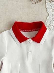 Young Girl Spring/Autumn Half-Open Chest Solid Color Dress - White - View 5