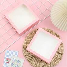 5/10/20pcs Bread Boxes With Window, Pastry Packaging Boxes, Suitable For Macarons, Cookies, Cupcakes, Donuts, Desserts - Bakery, Snacks, Small Cakes - Pink - View 4