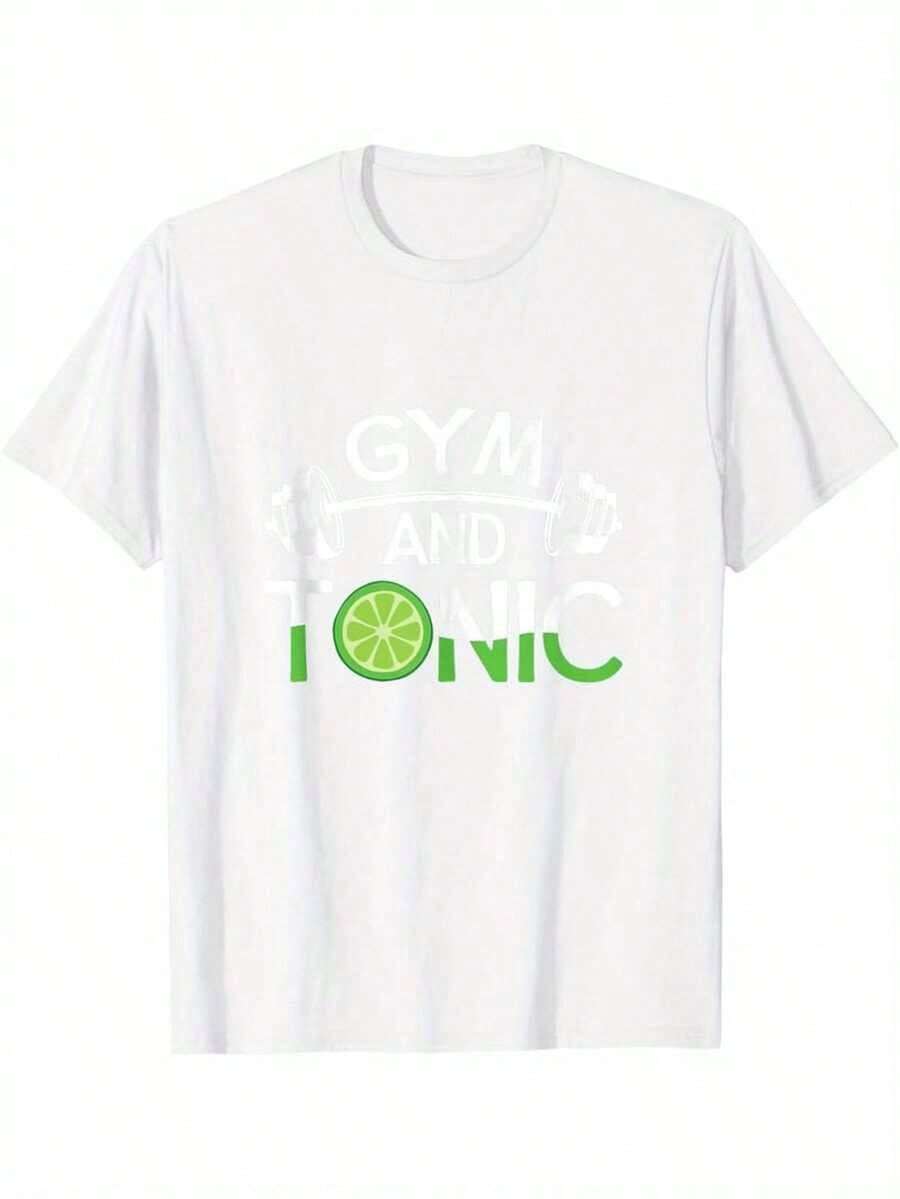 Men's T-Shirt With Fun Fitness Design - Short-Sleeved Gym Design T-Shirt - Black Cotton T-Shirt, Suitable For Fitness And Casual Wear - Comfortable Adult Clothing For All Seasons, Machine Washable Printed T-Shirt - Unisex Loose-Fitting Cotton T-Shirt With Short Sleeves And Urban Vintage Style Crew Neck. - 白色 - 查看 1