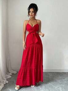 Women Midi Dresses - 紅色的 - 查看 6