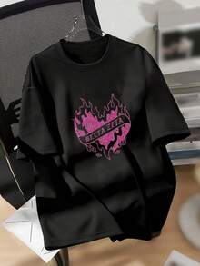 Y2k Fashion Oversize T-Shirt - 黑色 - 查看 1