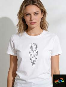 Women's Casual Athletic T-Shirt With A Round Neck Design, Perfect For Everyday Wear And Stylish Outfits. This Short-Sleeved T-Shirt Is Suitable For All Seasons And Is An Ideal Choice For Daily Use. 6ZPS - 白色 - 查看 1