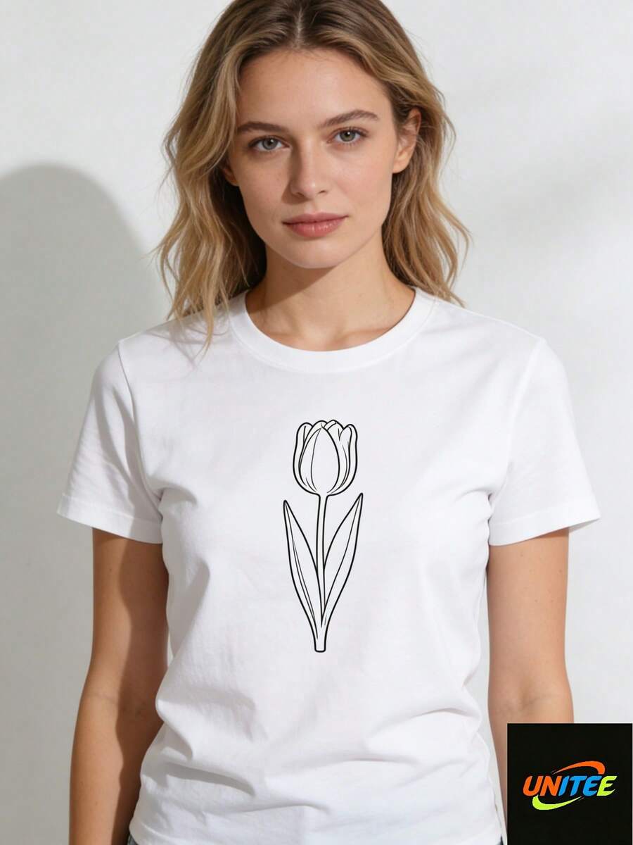 Women's Casual Athletic T-Shirt With A Round Neck Design, Perfect For Everyday Wear And Stylish Outfits. This Short-Sleeved T-Shirt Is Suitable For All Seasons And Is An Ideal Choice For Daily Use. 6ZPS - 白色 - 查看 1