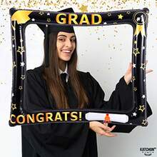 , Inflatable Graduation Photo Booth Frame 2026 - Big, 30 Inch Graduation Photo Booth Props 2026 Graduation Props 2026 For Photoshoot Graduation Decorations 2026, Grad Party Supplies - Black and Gold - View 5