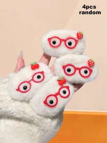 4/2 pièces/Set Ensemble de pinces à cheveux mignonnes avec lunettes et cerises, pinces à franges adorables d'animaux pour l'automne/l'hiver, pinces à cheveux à bord duveteux de style dessin animé girl - convient aux filles et aux femmes, s'adapte aux styles doux et japonais, idéal pour le port quotidien, les photos, les festivals et les fêtes - Multicolore - Voir 10